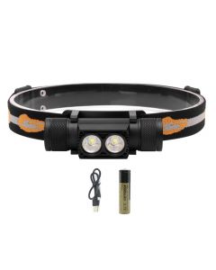 Green BORUiT Upgrated B21 Battery Powered 3 LED Micro USB Headlamp,4 Modes Zoomable Headlight 6000 Lumens with SOS Whistle for Hiking,Camping,Running,18650 PCB Batteries Included