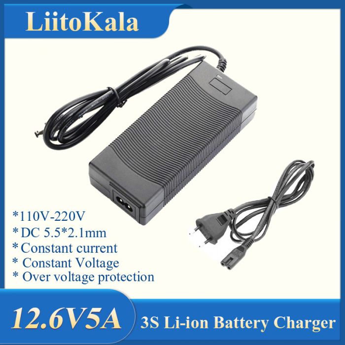 LiitoKala 3S 12.6V 5A Charger Power Supply Adapter 12V lithium Battery pack  Li-ion batterites EU/US/AU/UK AC DC plug Converter