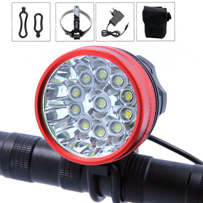 20000LM XM-L2 LED Waterproof 18650 Battery Bicycle light & 4 LED Warning Lamp 