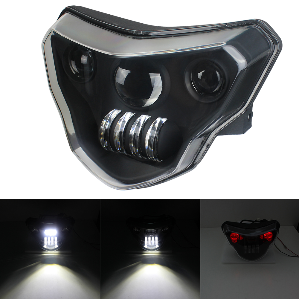 Black LED Headlight with Angel Eye Assembly Headlamp Replace Fit For BMW G310GS